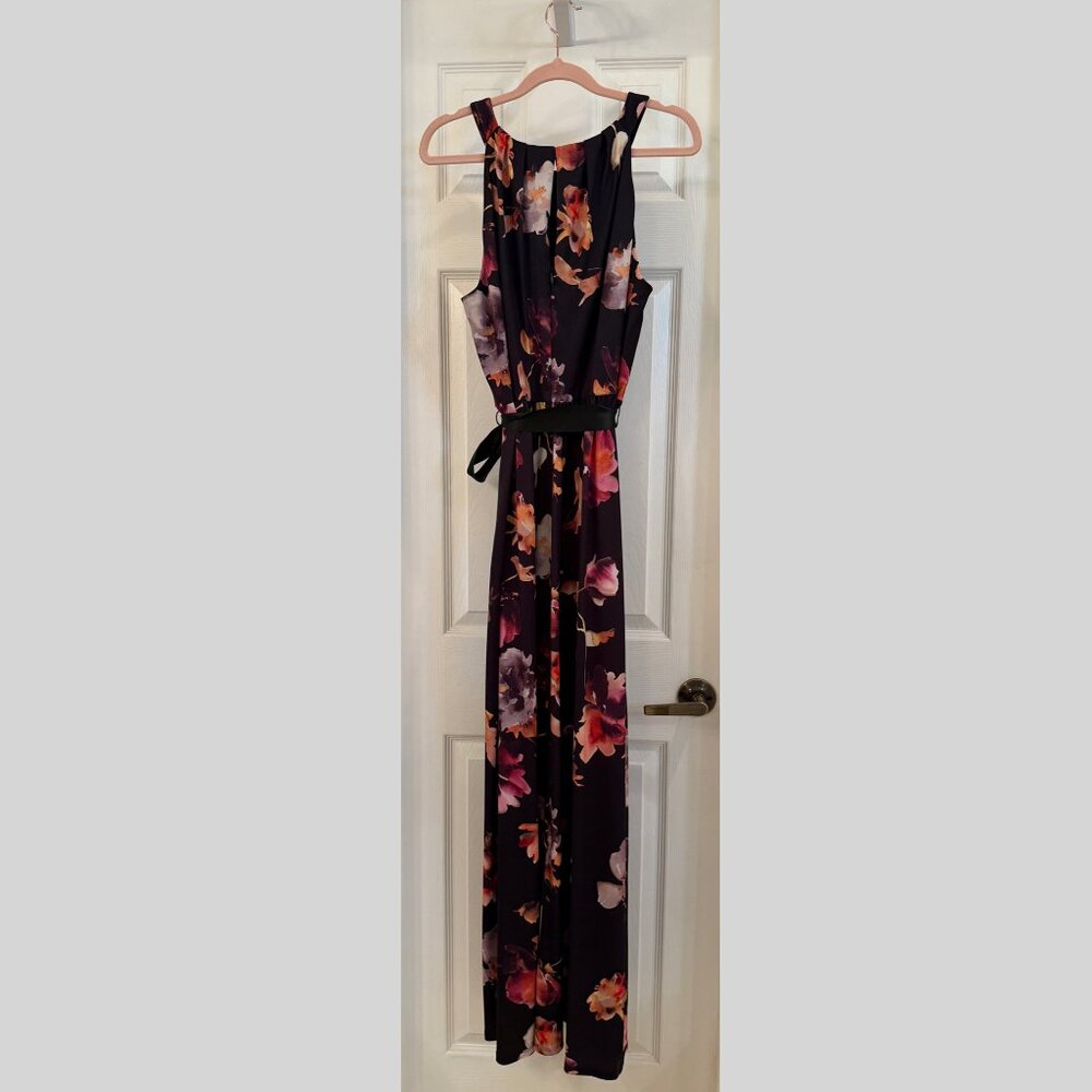 SLNY Floral Halter Maxi Dress | Size 12 | Sleeveless - Picture 3 of 9